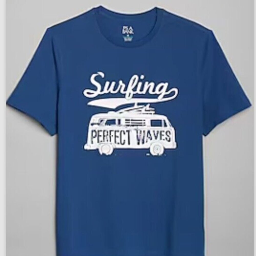 Jos. A. Bank Tailored Fit Surfing Graphic Tee - Big & Tall Bright blue